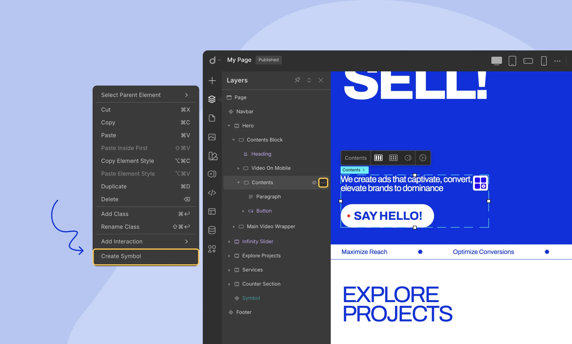 Creating a Symbol from the Layers panel