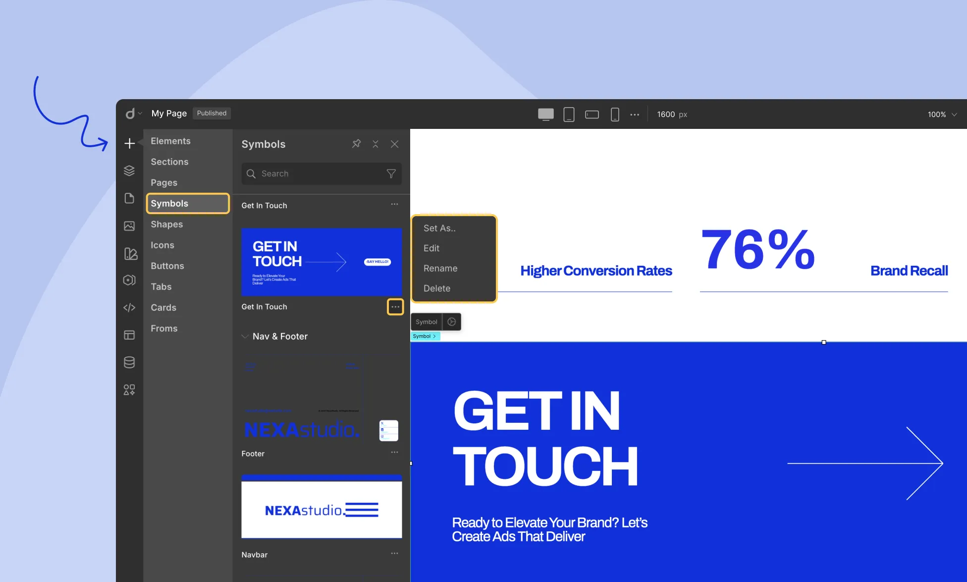 Managing Symbols from the Left panel