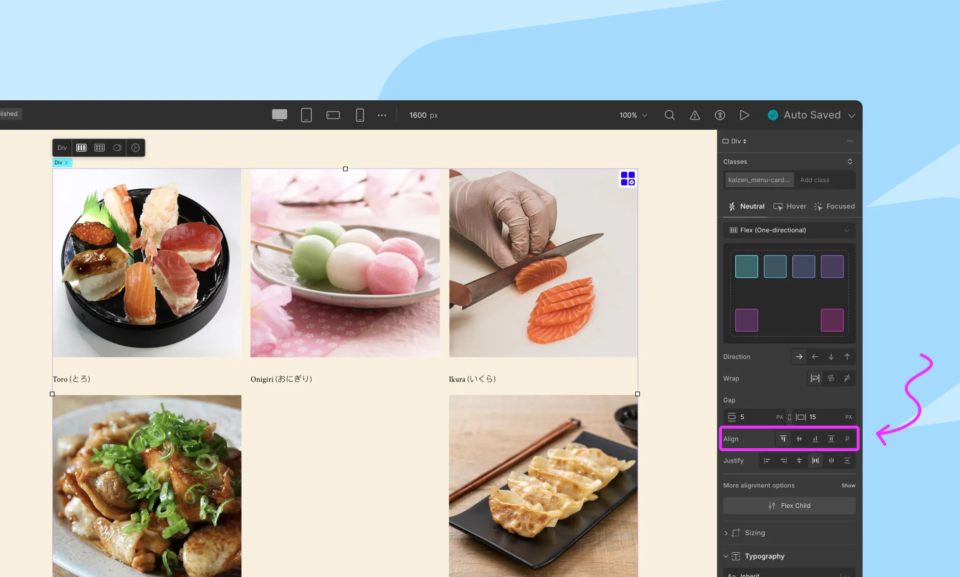 Align Content in Droip