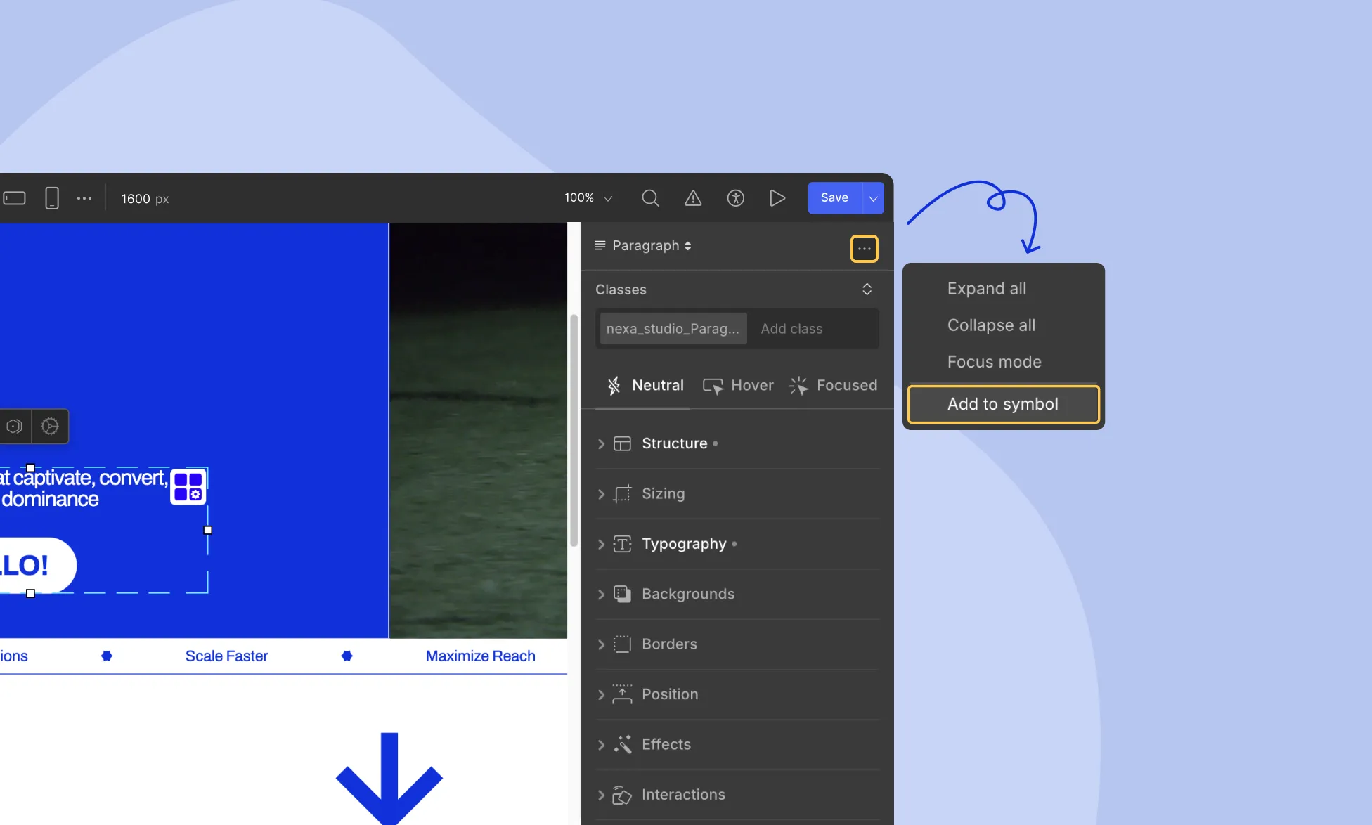 Creating a Symbol from the Right panel