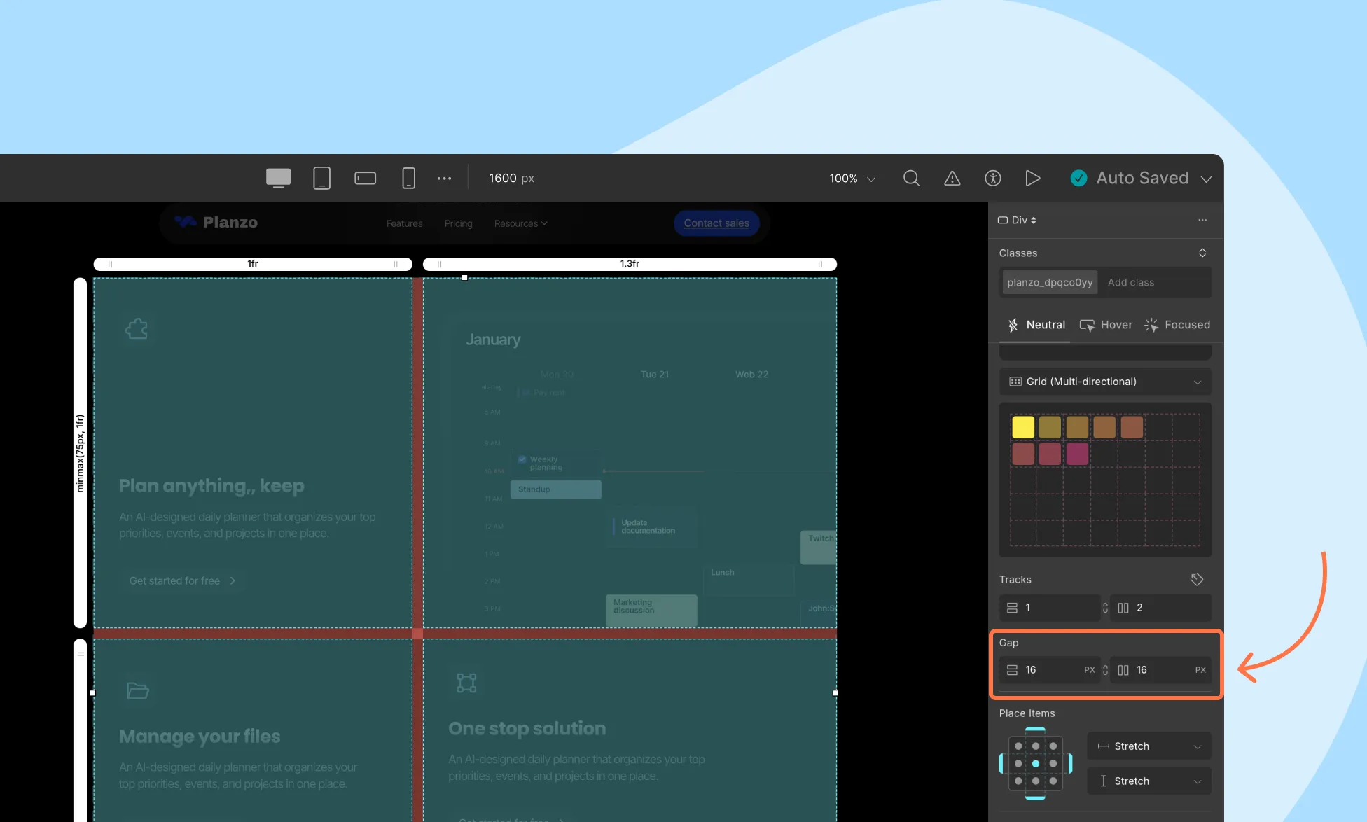 Adjusting Grid Gap in Droip