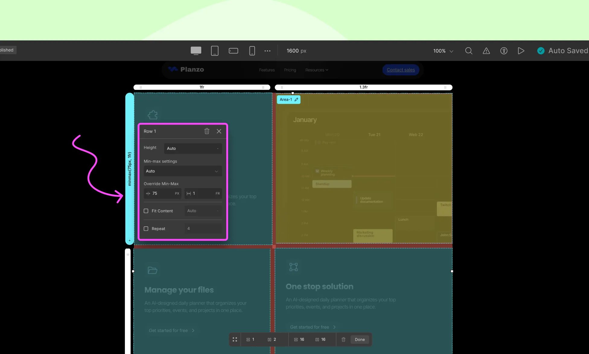 Individual Row Settings in Droip