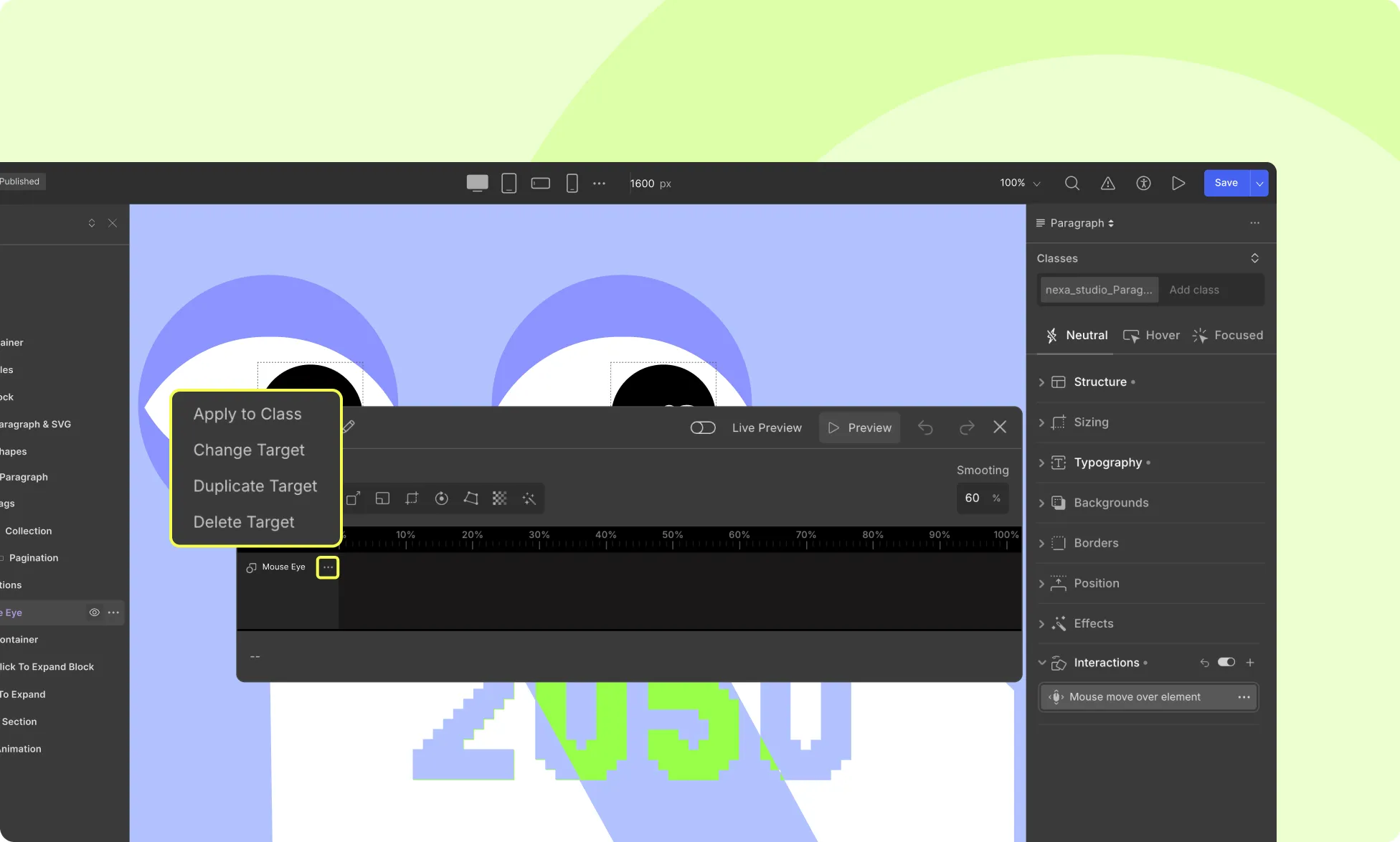 Custom Animations with the Timeline Editor in Droip