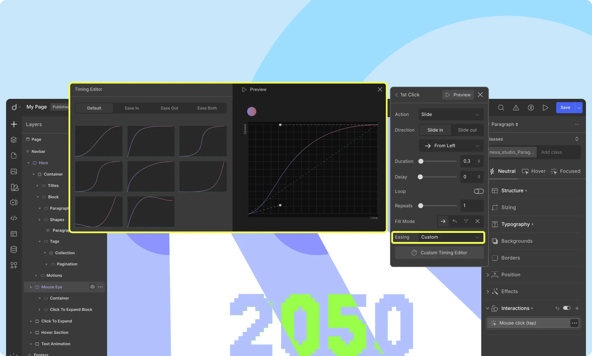Custom Timing Editor in Droip