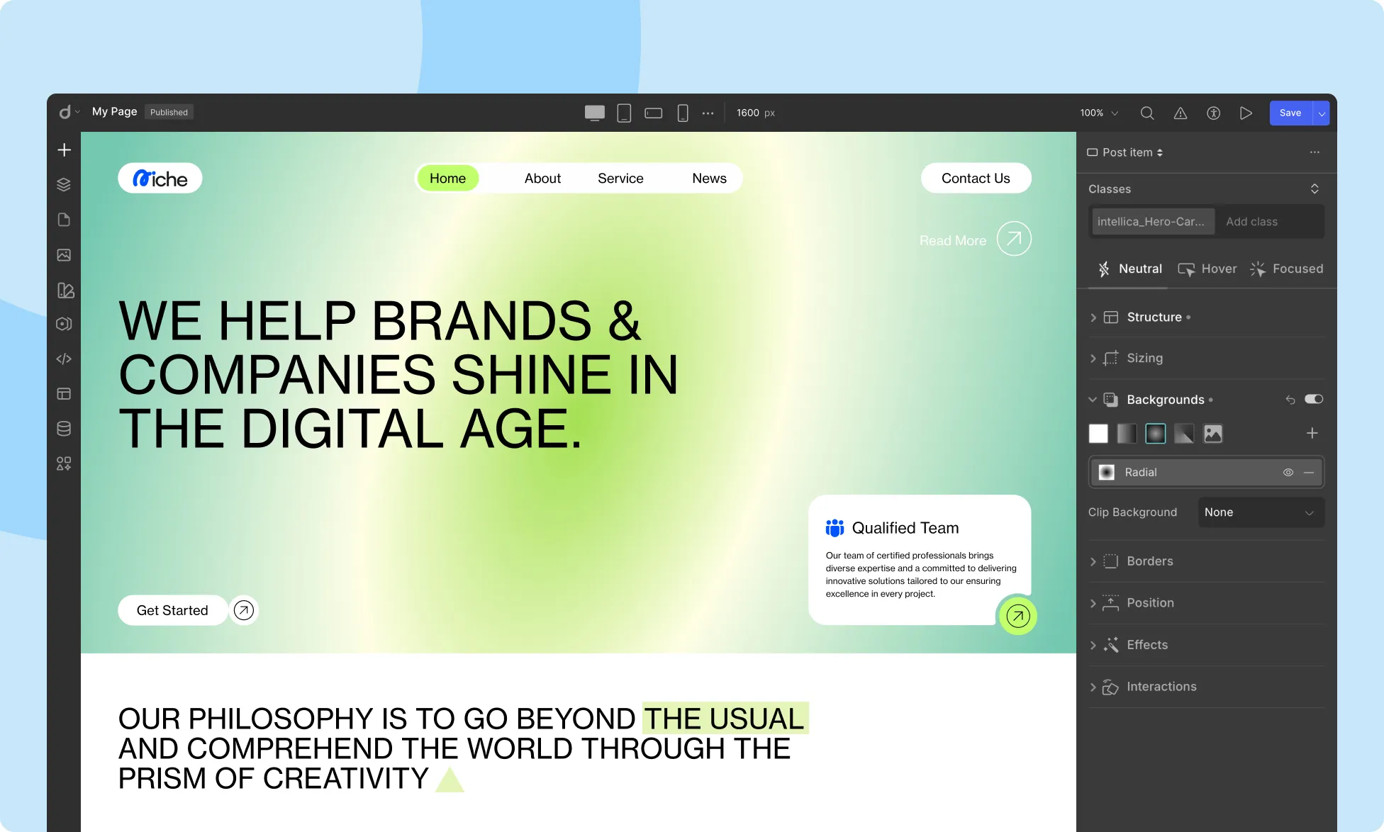 Radial Gradient Background in Droip