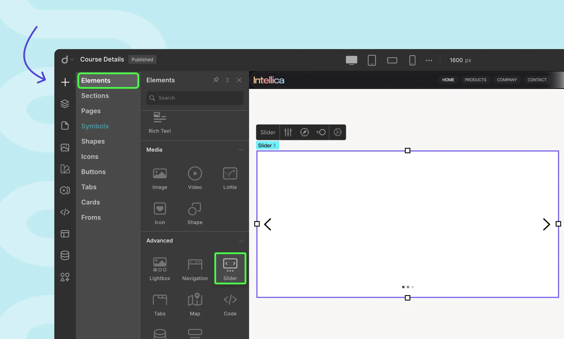 Adding a Slider in Droip