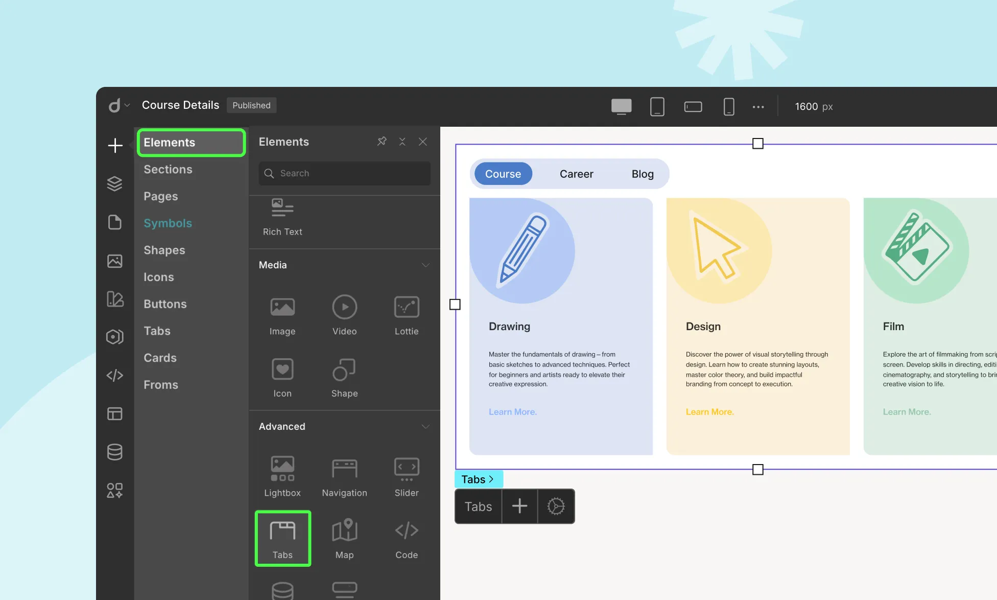 How to a Add Tab in Droip