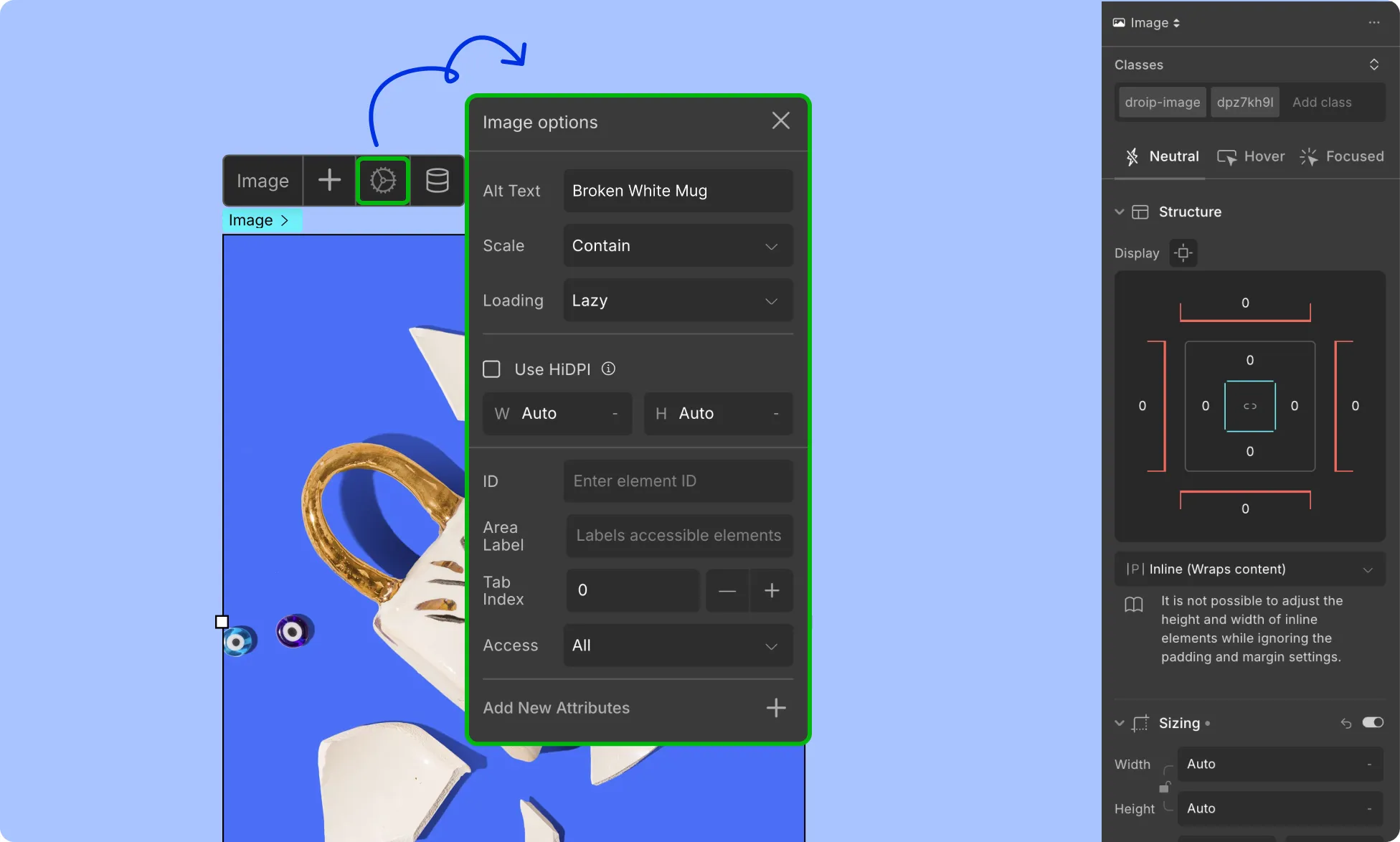 Image Settings in Droip