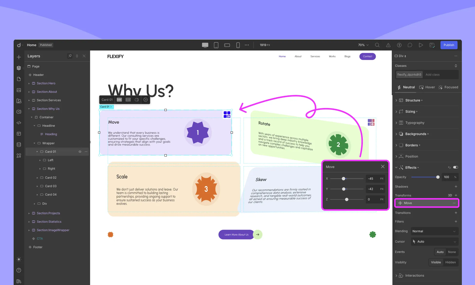 Move transform in Droip