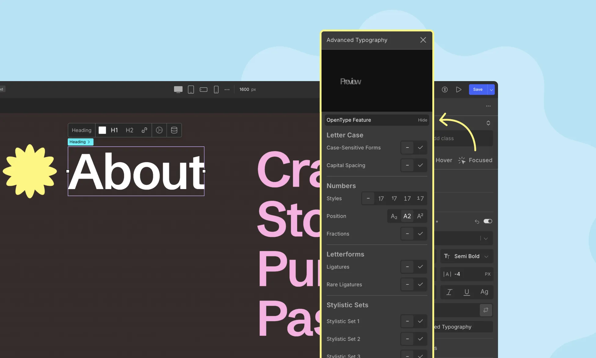 OpenType Feature in Droip