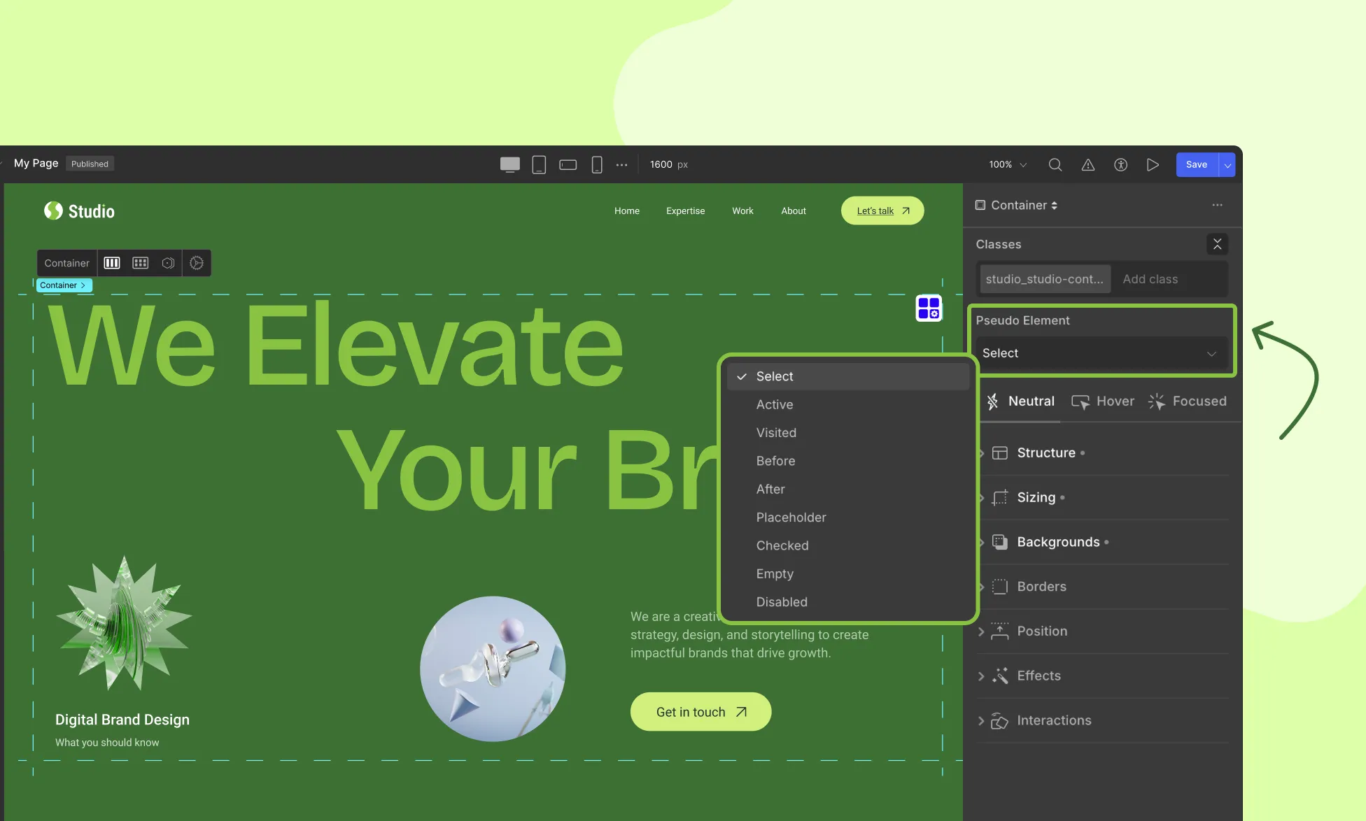 Using Pseudo Elements in Droip