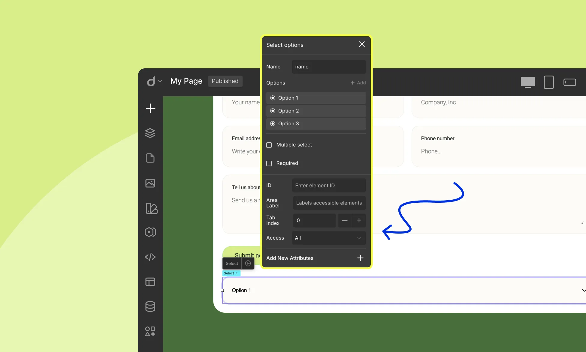 Customizing Select Field in Form