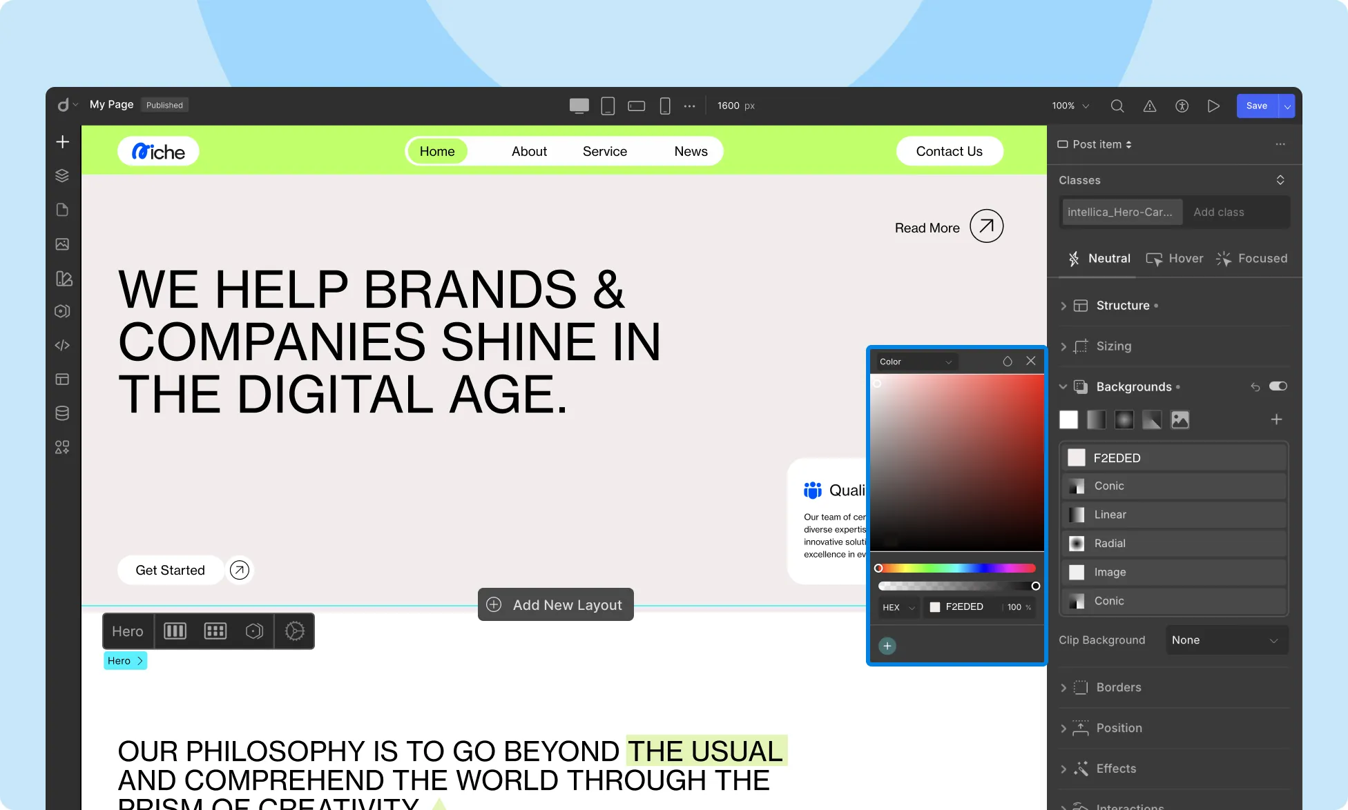Solid Color Background in Droip