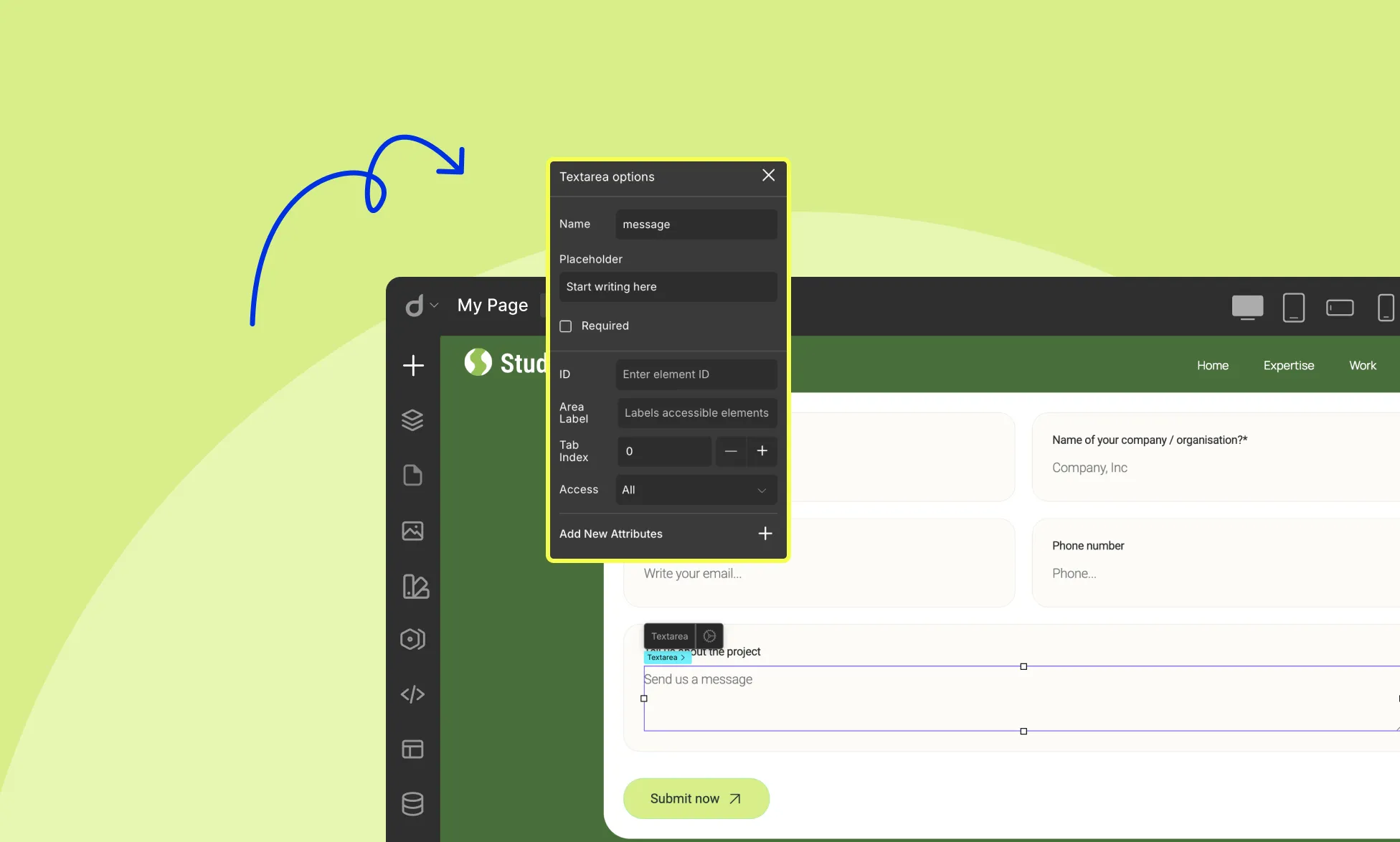 Customizing Text Area in Form