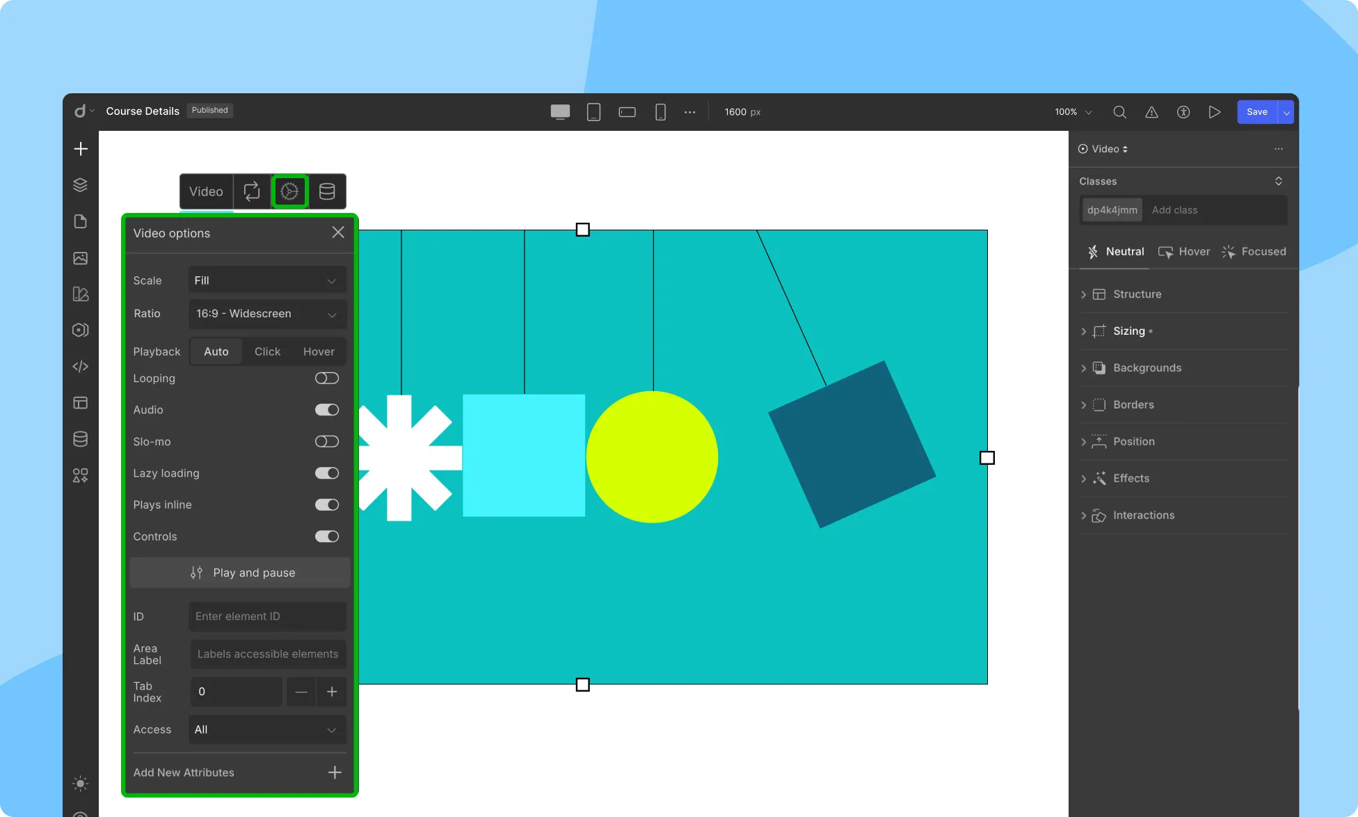 Video Settings in Droip