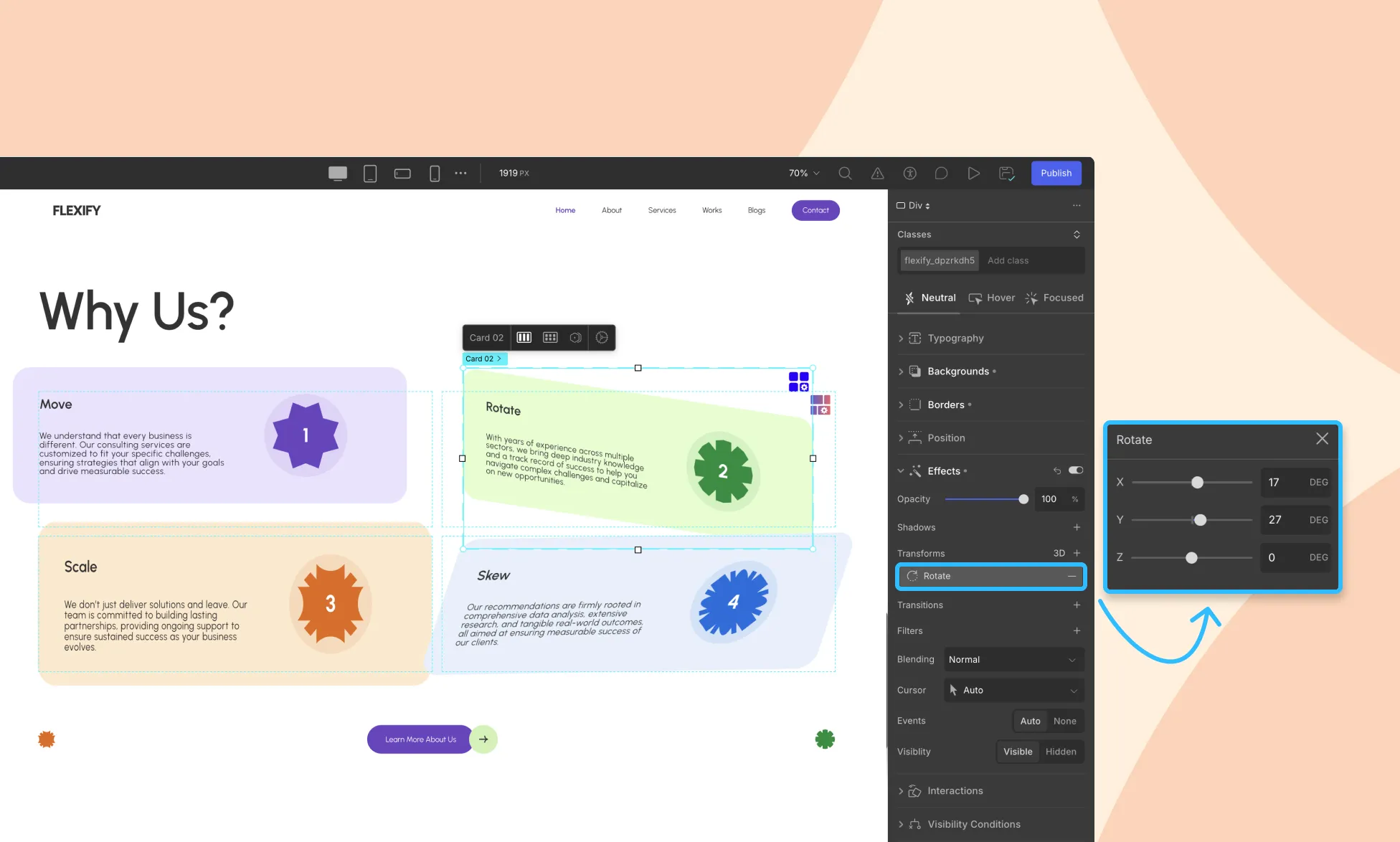 Rotate transform in Droip