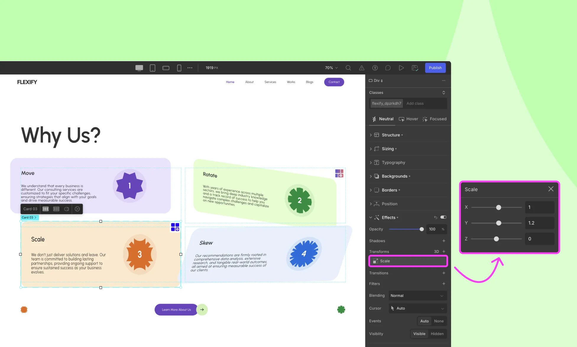 Scale transform in Droip