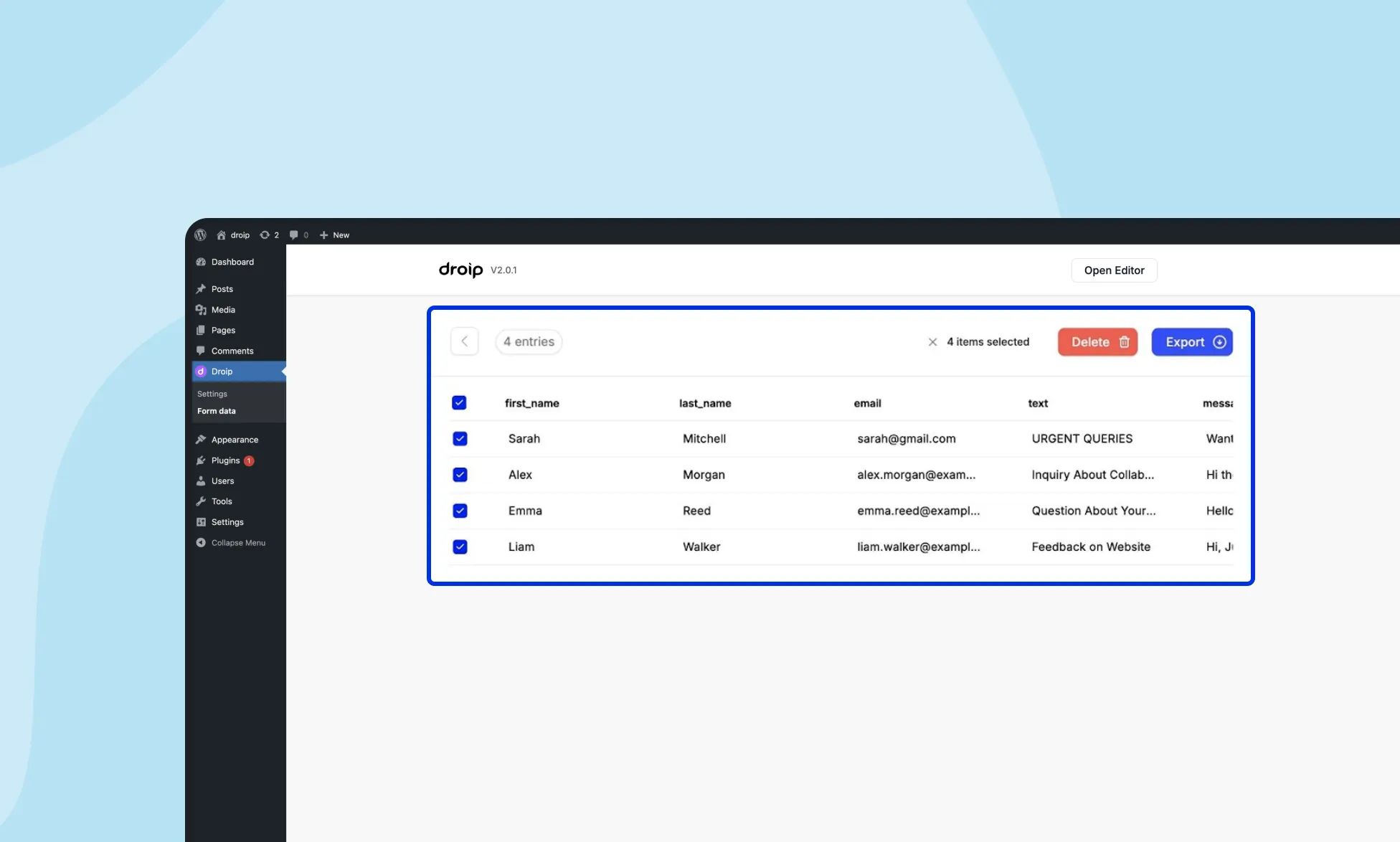 Perform Bulk Actions on Form Data
