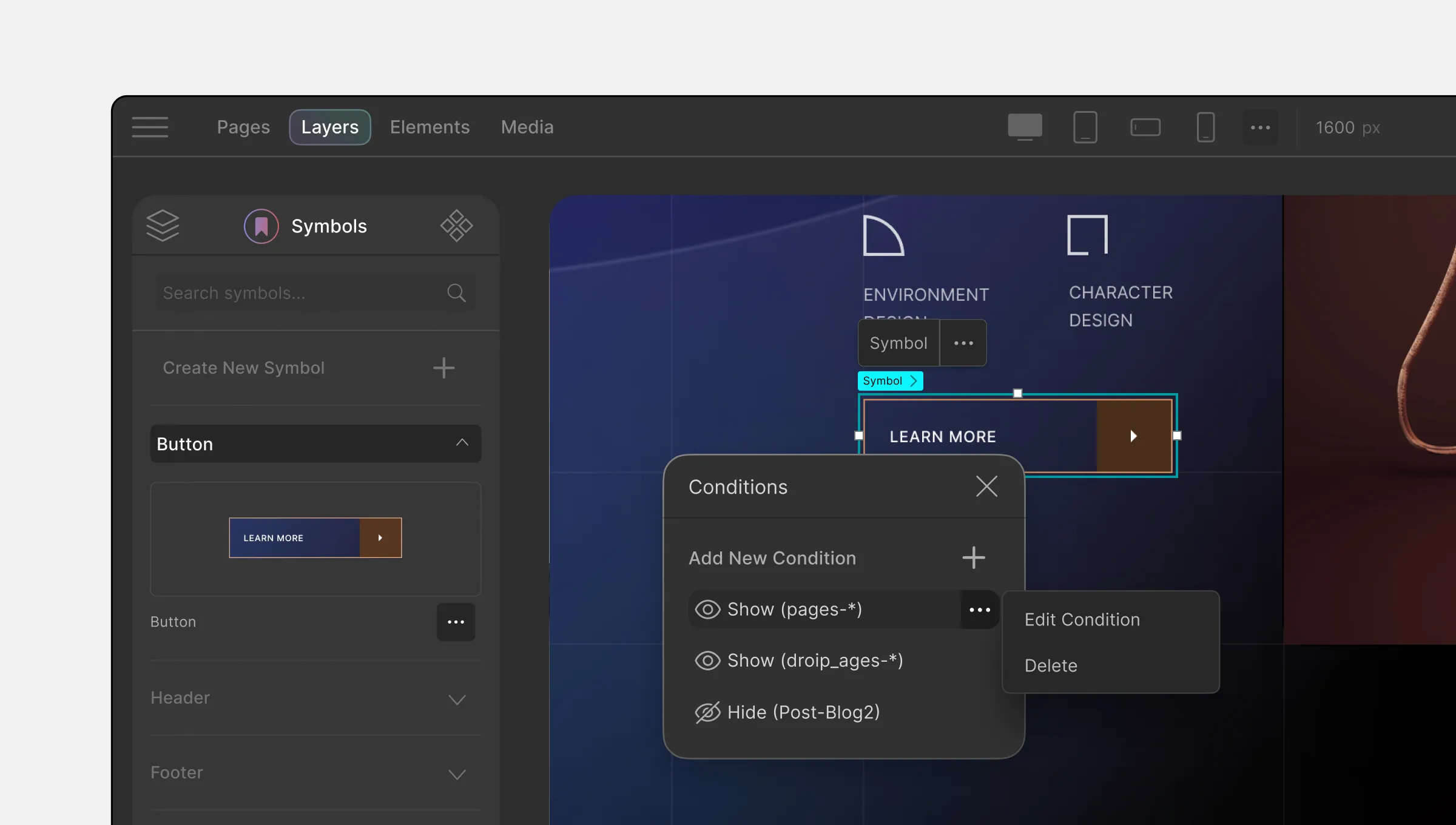 Add Conditions to Header & Footer Symbols