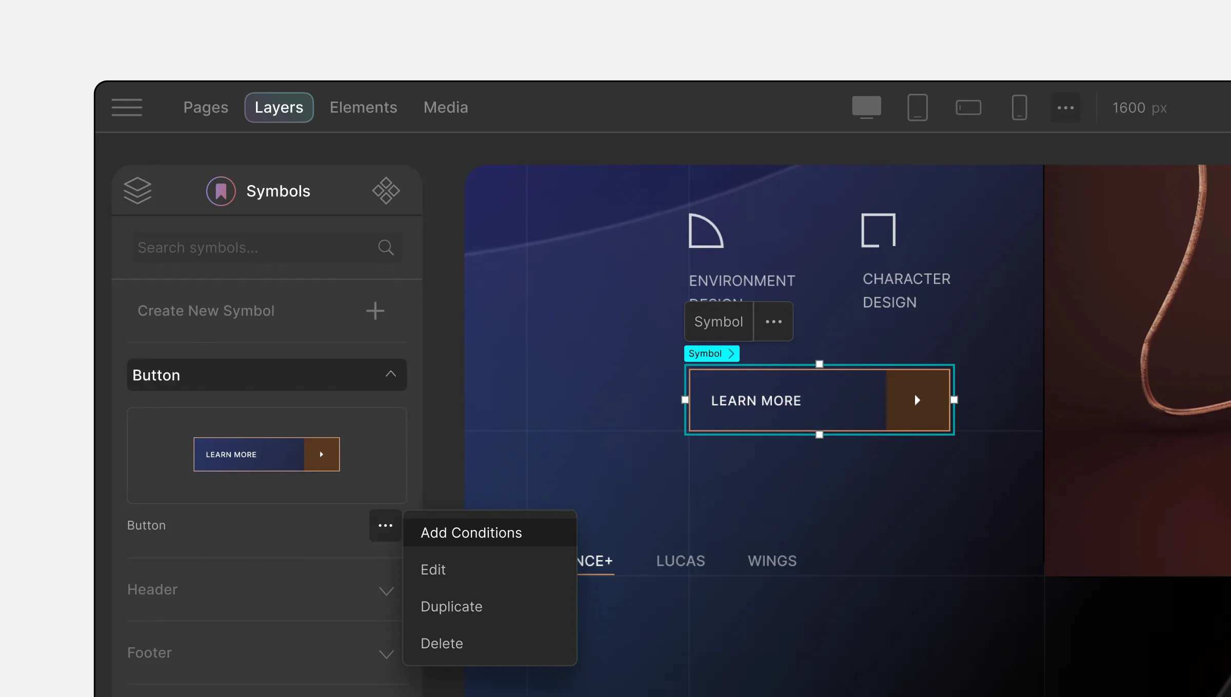 Add Conditions to Header & Footer Symbols