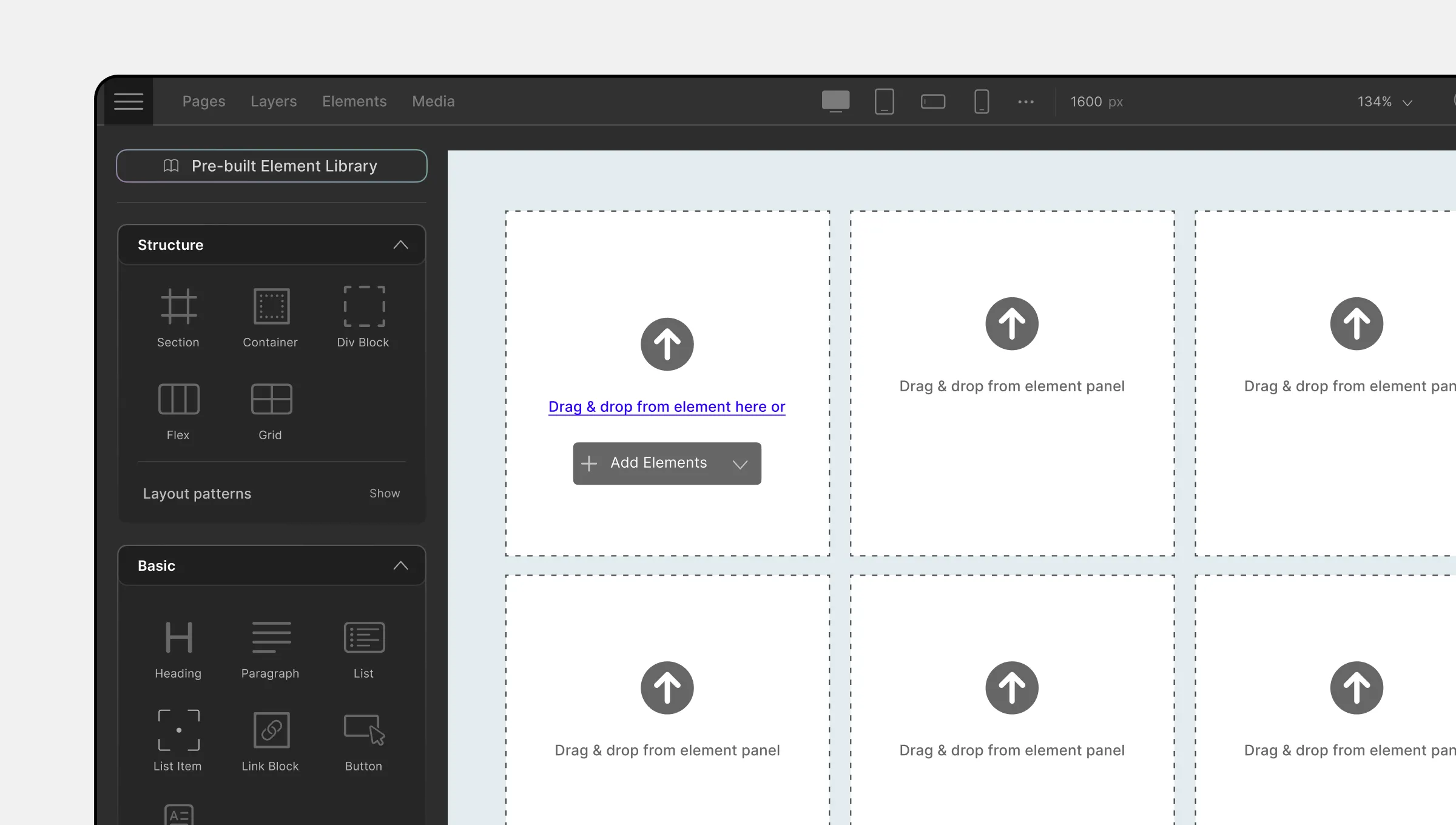 Adding elements to grid on Droip