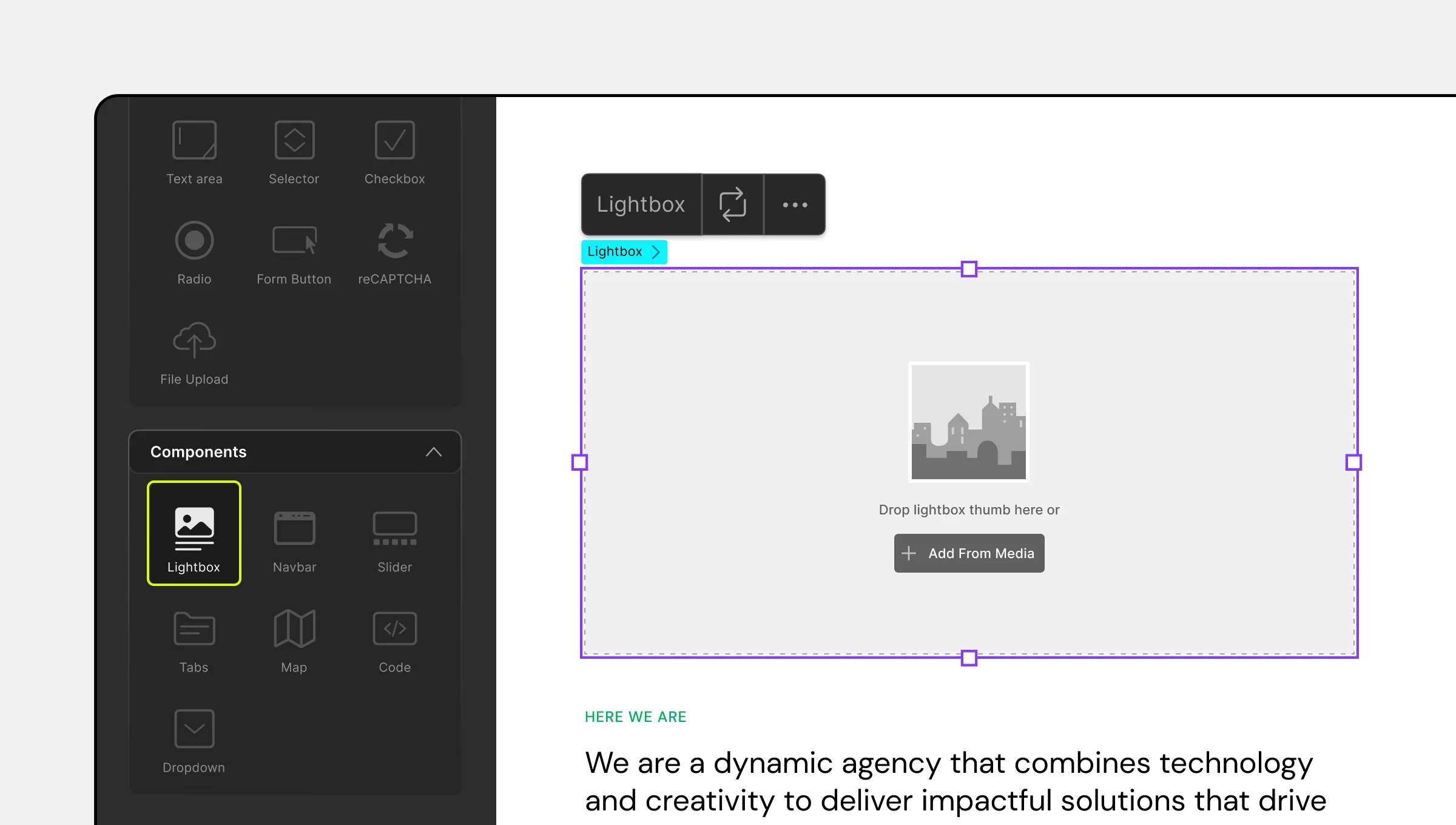 Lightbox inline editor