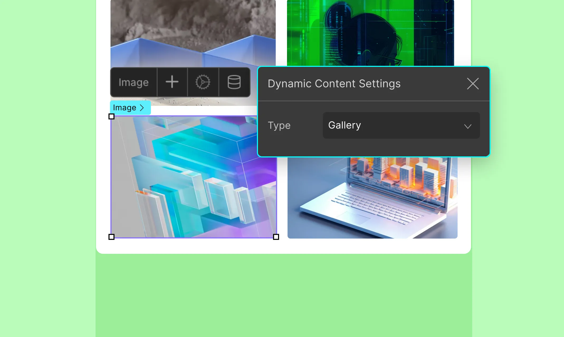 Connect the collection item to display gallery