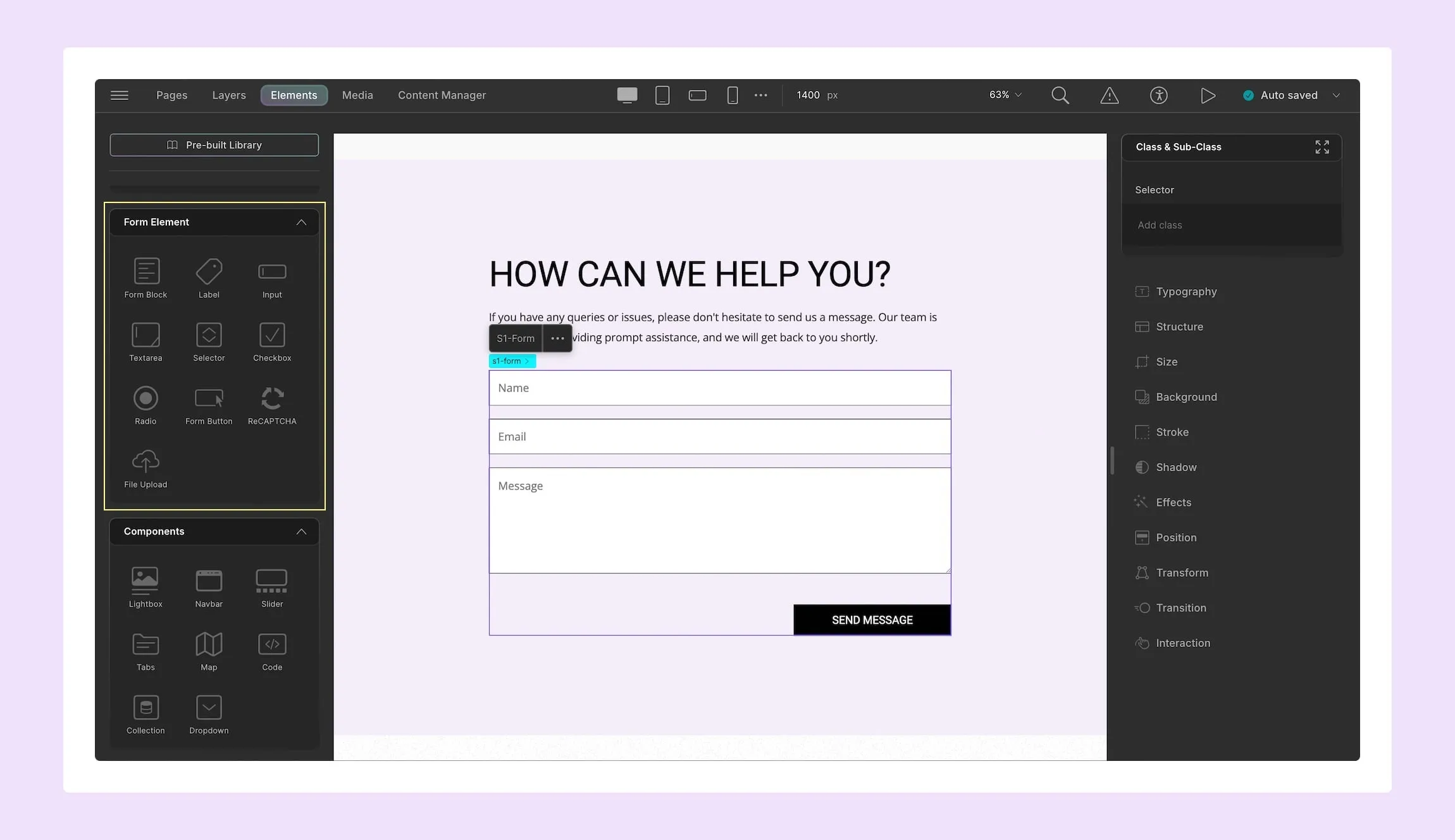 Build Form Structure Using Form Elements