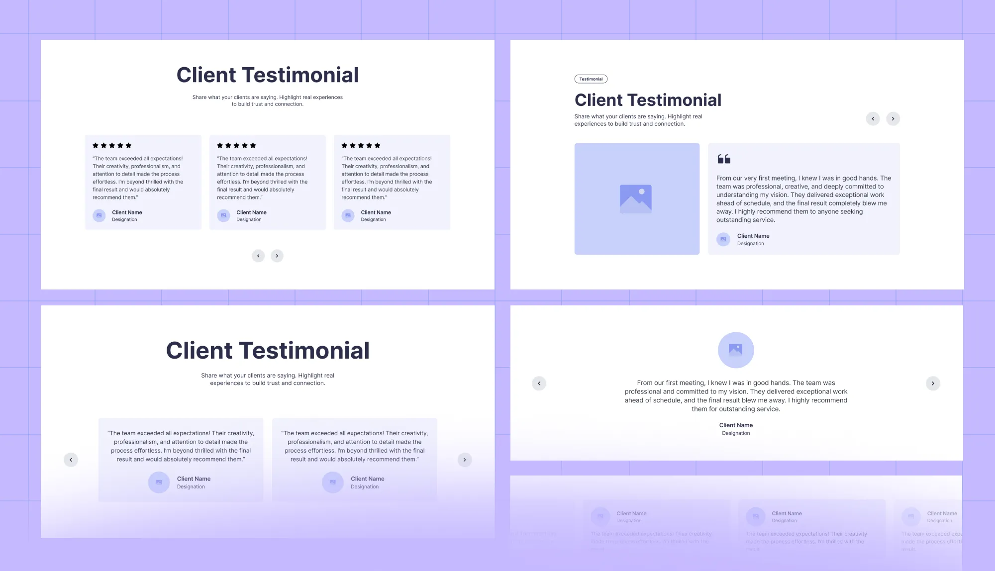 Testimonial Wireframes