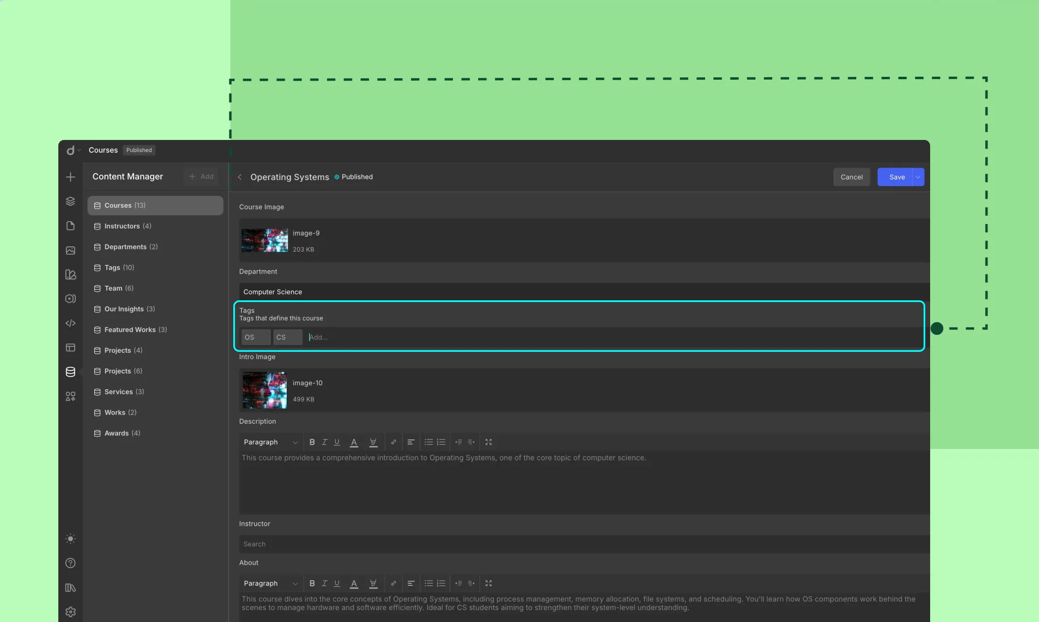 Add data to the reference field