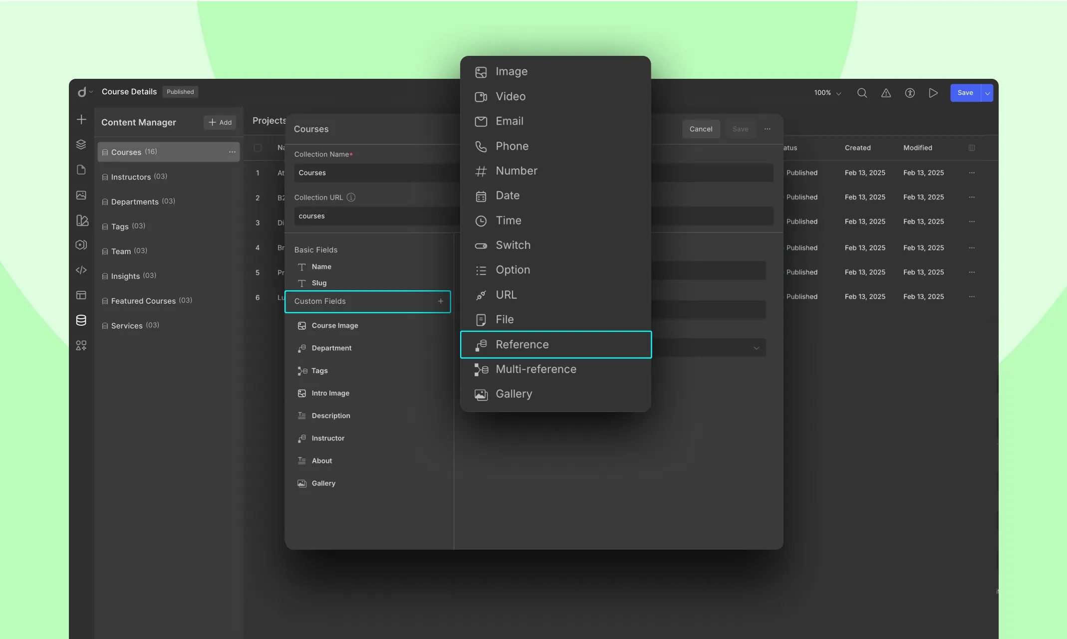 Adding reference field in Droip