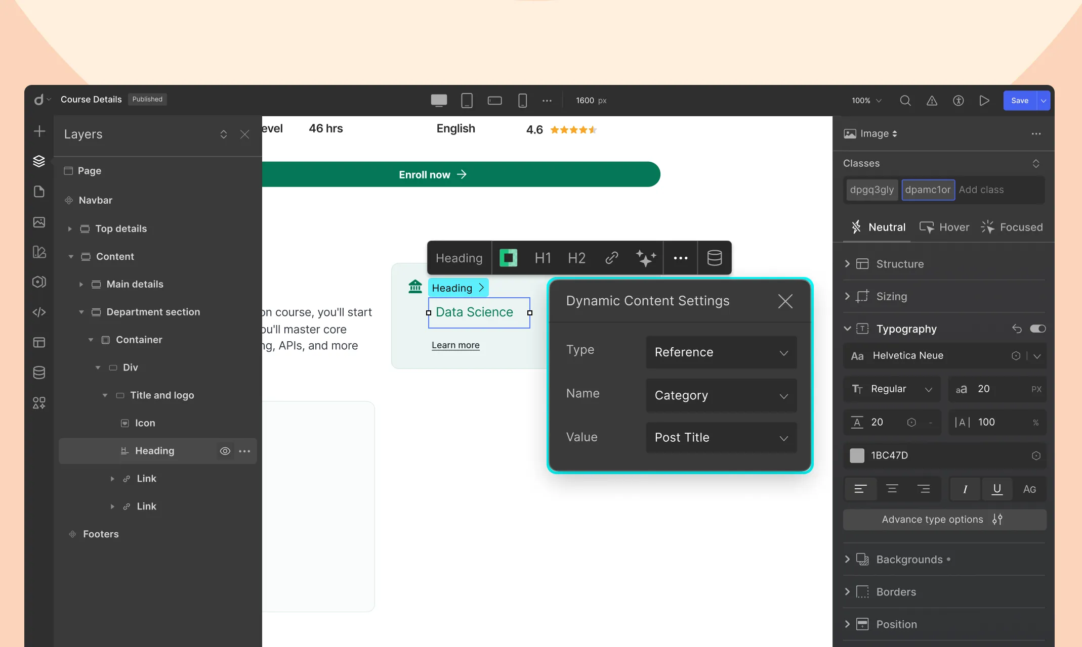 Display reference field on a template page