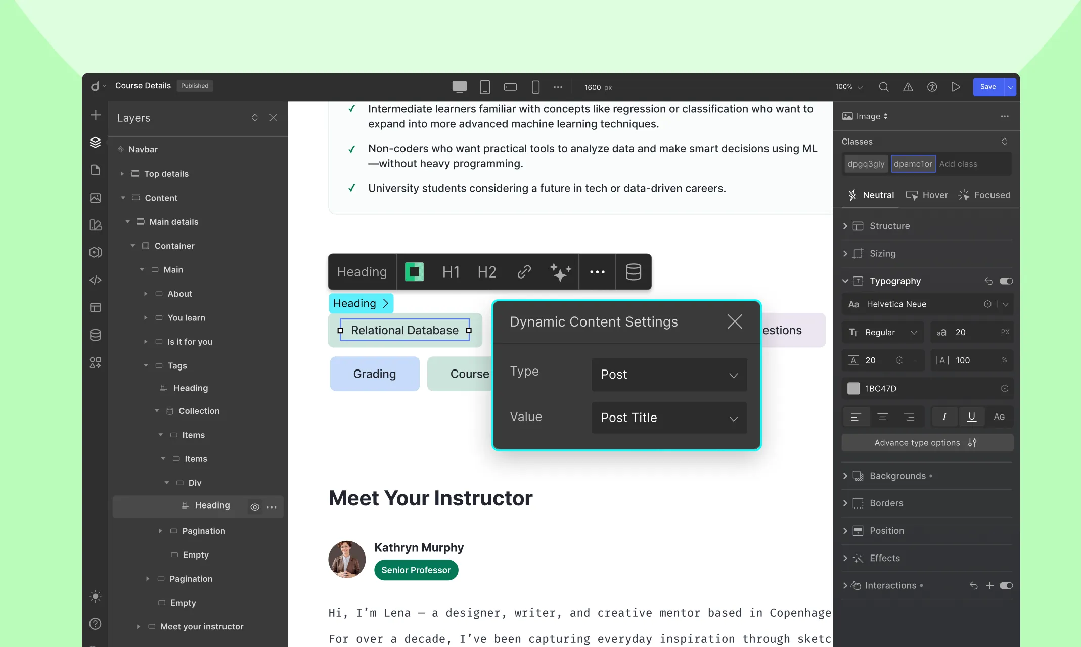 Connect multi-reference with the design on a template page