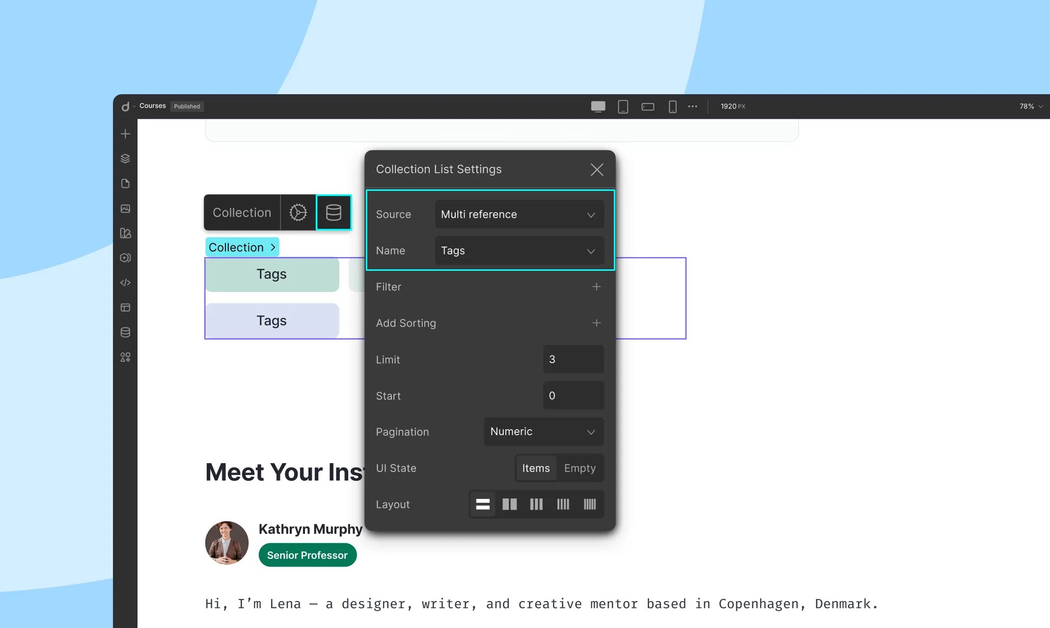Displaying multi-reference on a template page