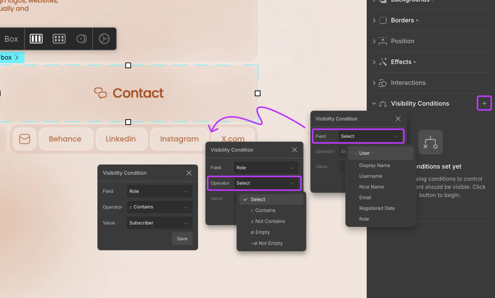 Adding a Visibility Condition