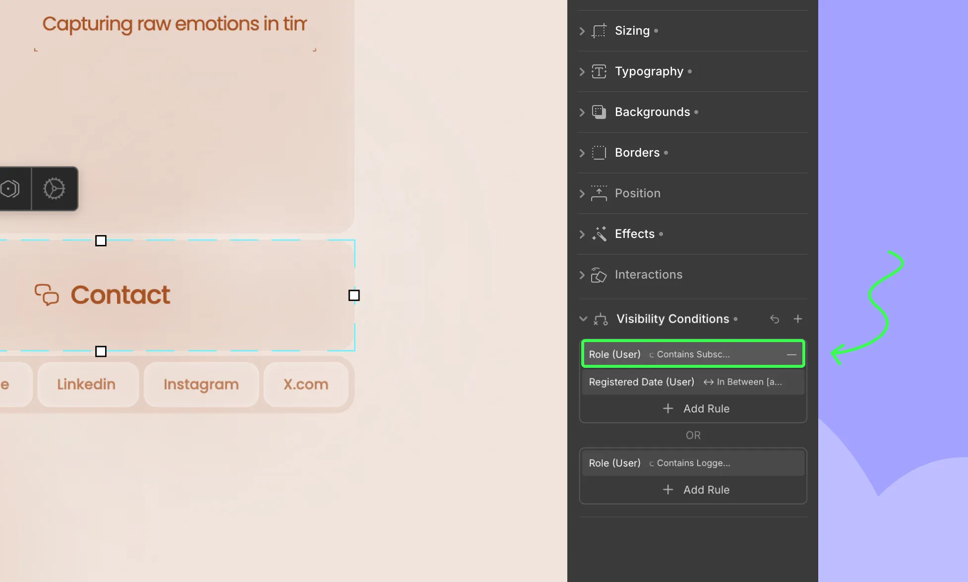 Editing a Visibility Condition