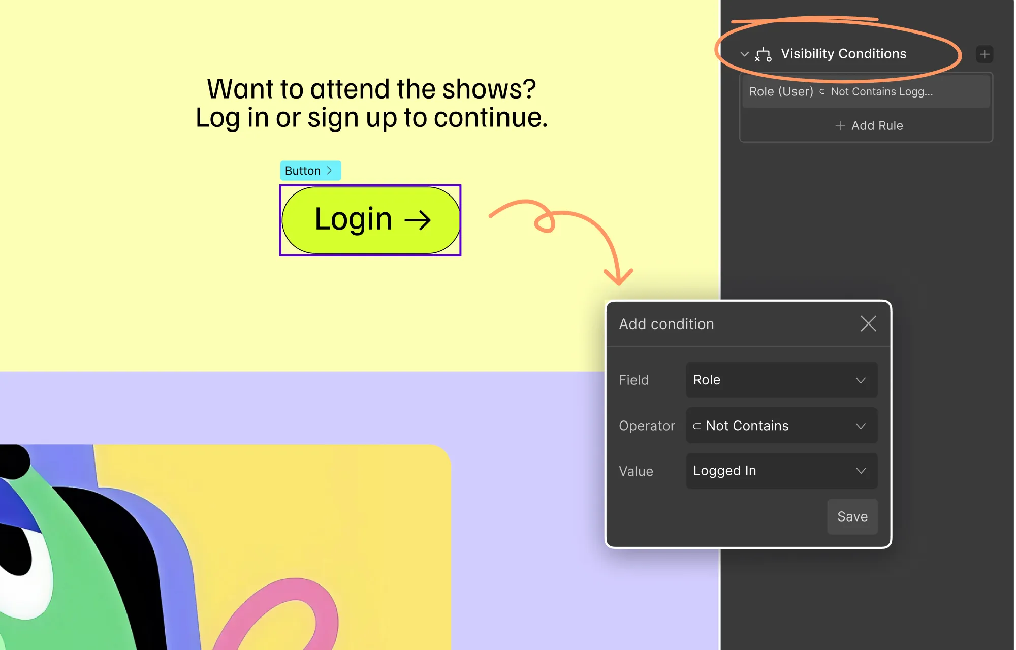 Applying Visibility Conditions to Login Prompt