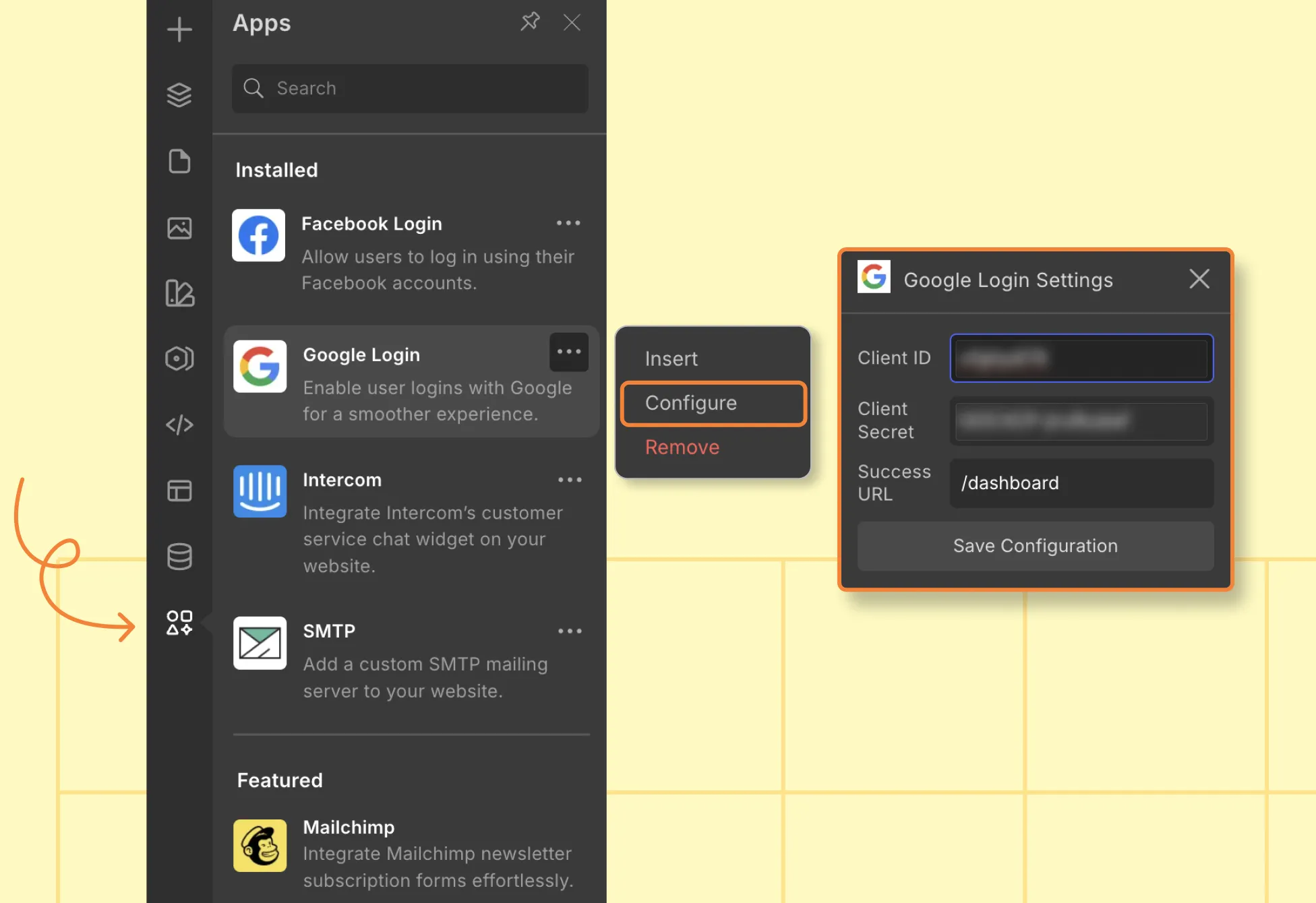 Configure Google Login in Droip
