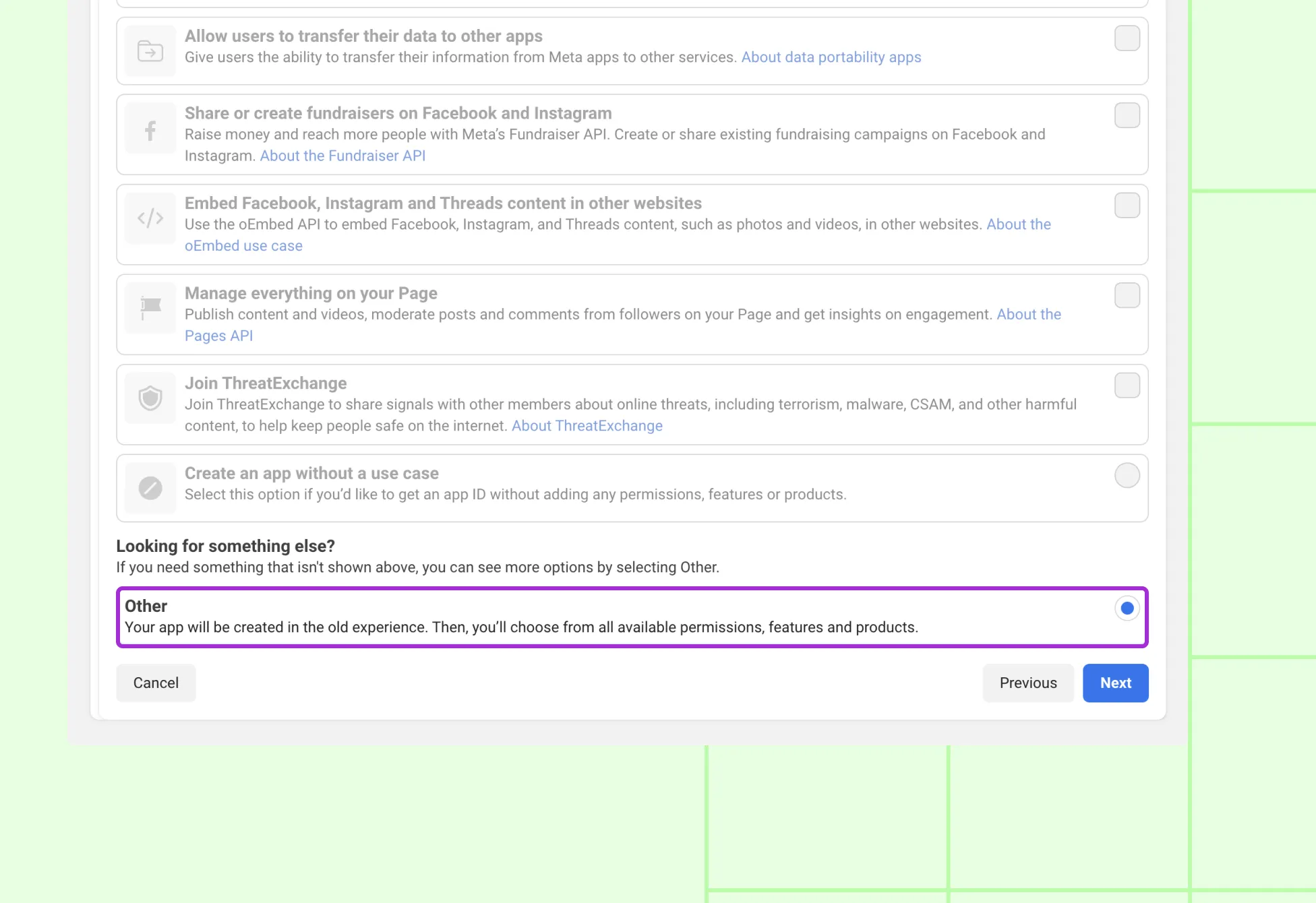 Collect Facebook App ID and Secret