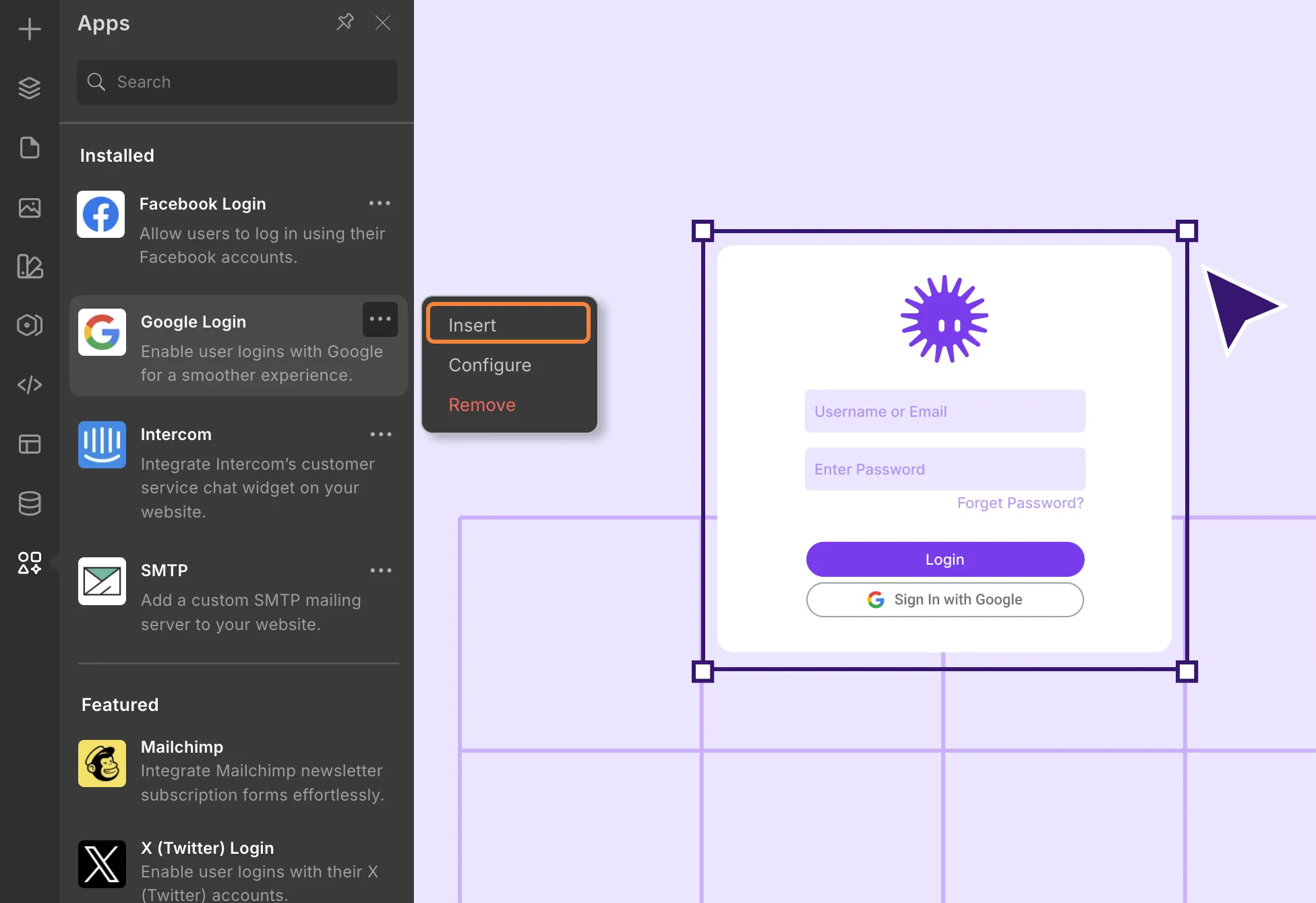 Display Google Login on Your Droip Site