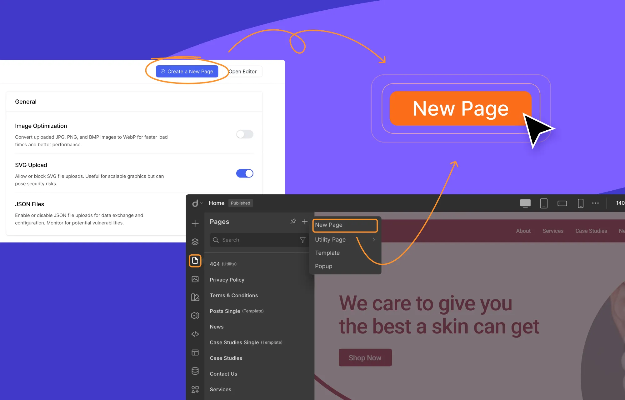 Step 2: Create a Page in Droip