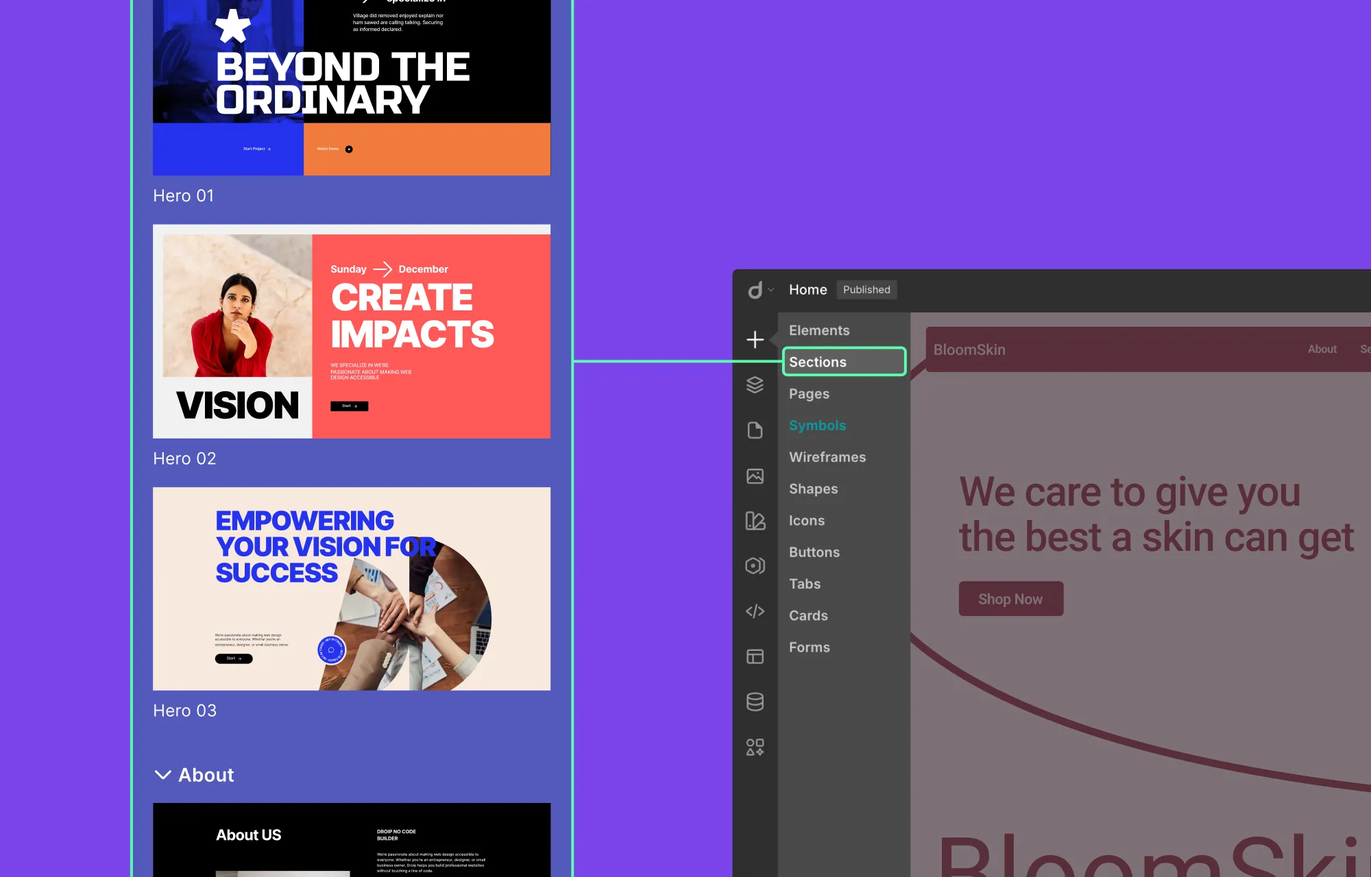 Step 3: Pick a Pre-Made Section in Droip
